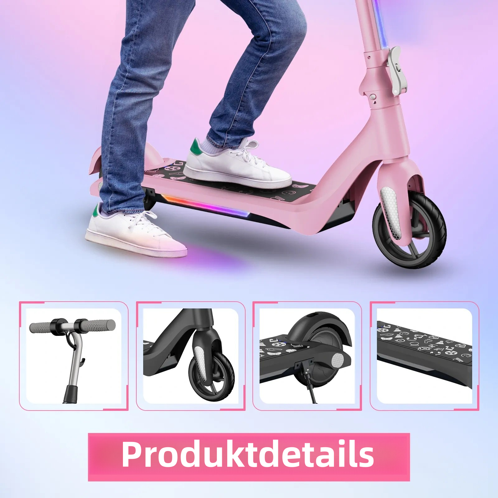 F6 Kinder Elektroroller UK Klappbarer Jugend Elektroroller 80W 12km/h LED-Anzeige