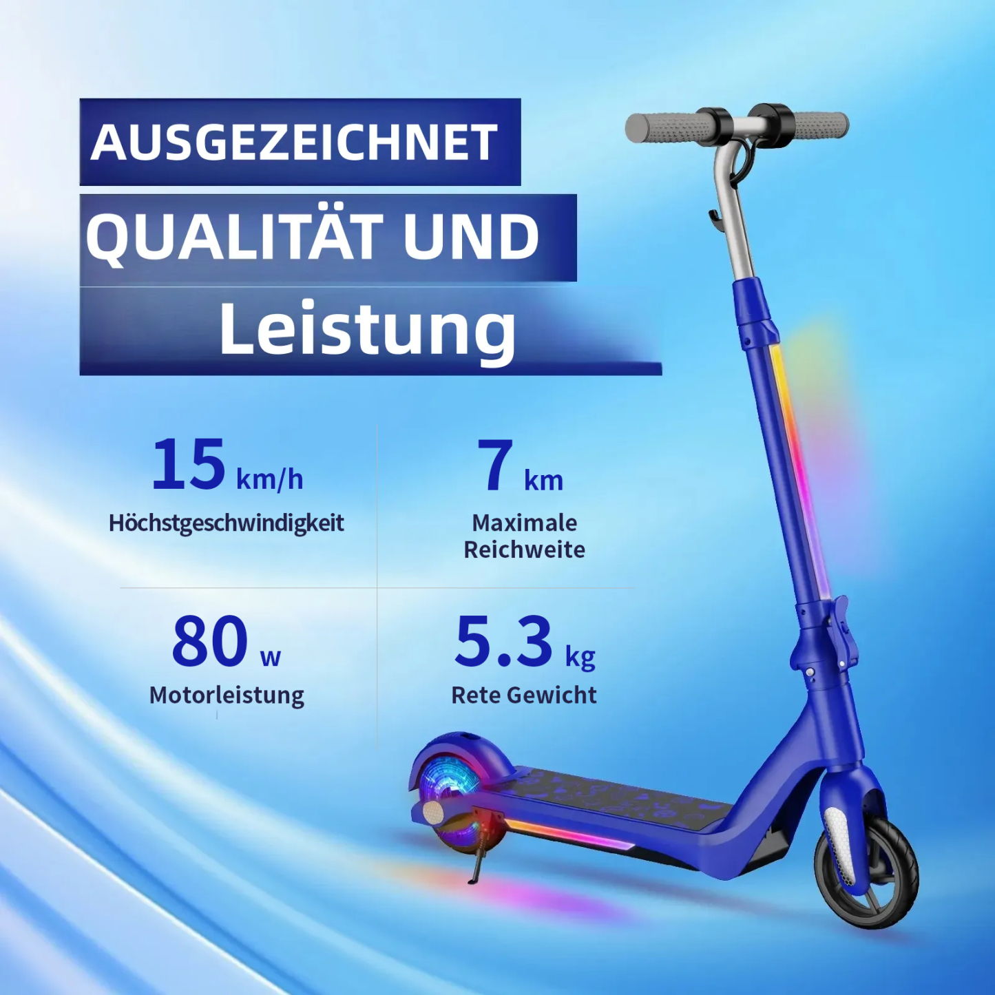 F6 Kinder Elektroroller UK Klappbarer Jugend Elektroroller 80W 12km/h LED-Anzeige