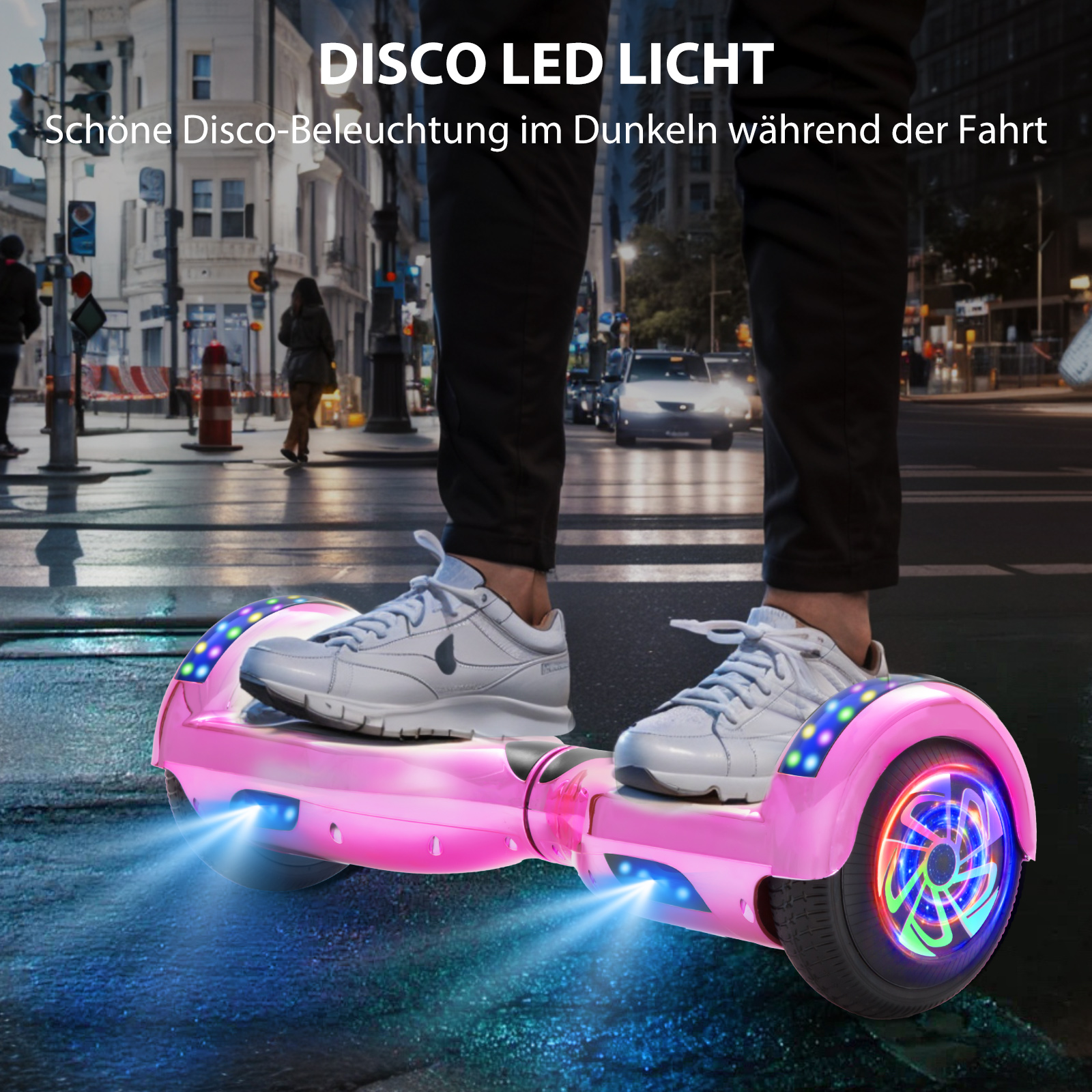 Neues 6,5" Pink Hoverboard mit Bluetooth Musik Lautsprecher und LED Licht - 500W 12km/h
