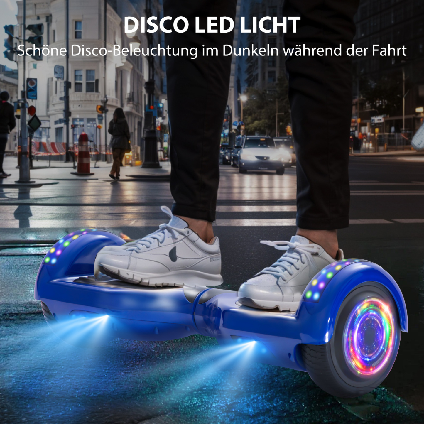 Neues 6,5" Hoverboard blau mit Bluetooth Musik Lautsprecher und LED Licht - 500W 12km/h