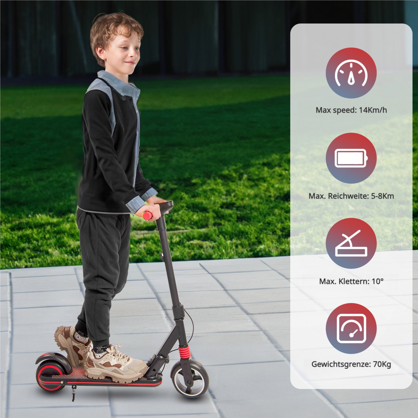 S3 Elektroroller für Kinder im Alter von 8–16 Jahren, UK-Elektroroller, 14 km/h, LED-Display, Licht, 130 W