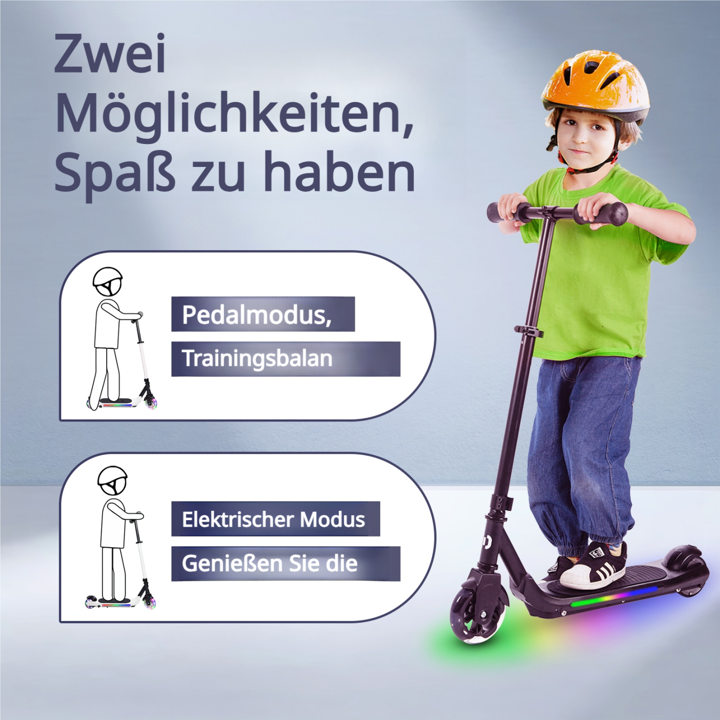 S6 Kinder Elektroroller Klappbar Teenager UK Elektroroller Stoßdämpfungsfunktion, 130W, LED