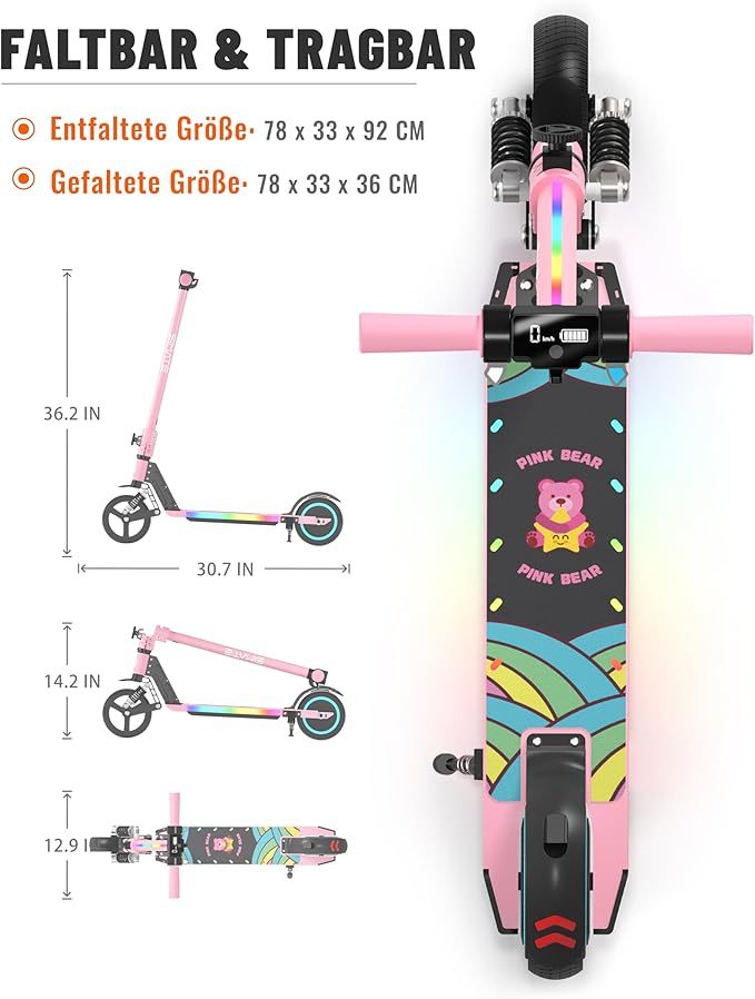 S5 Kinder-Elektroroller, faltbarer Kinderroller für 6–12 Jahre