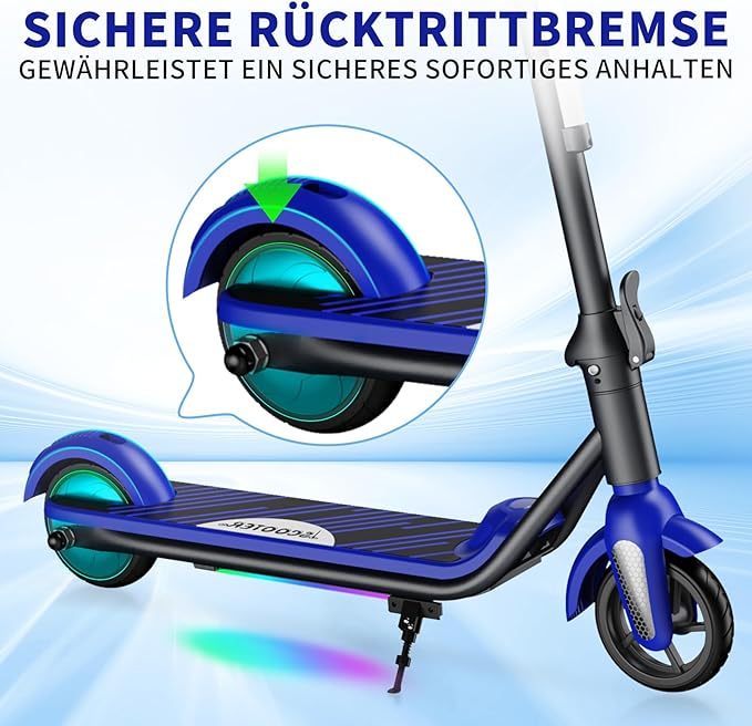 F6S Elektroroller Kinder-Klapp-Elektroroller, 8 km, 130 W, LED-Anzeige, 14 km/h