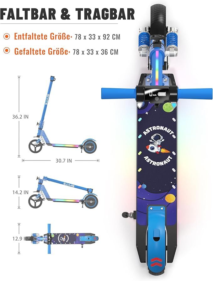 S5 Kinder-Elektroroller, faltbarer Kinderroller für 6–12 Jahre