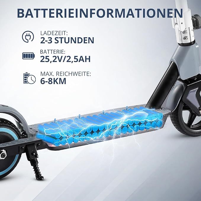 S2 Electric Kinder-Elektroroller, faltbar, Alter 6–12, Höchstgeschwindigkeit 9,3 MPH und 5 Meilen, LED-Anzeige, bunte LED-Lichter