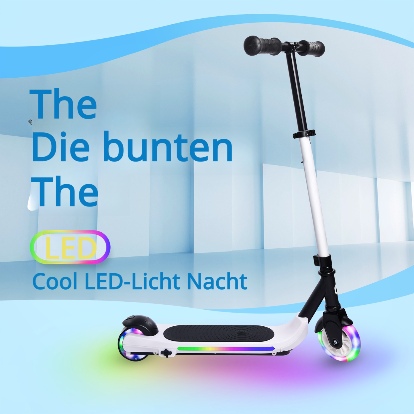S6 Kinder Elektroroller Klappbar Teenager UK Elektroroller Stoßdämpfungsfunktion, 130W, LED