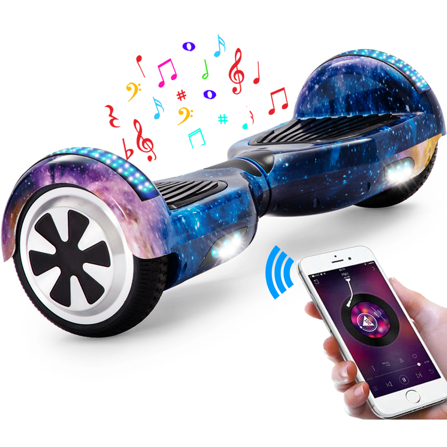 Neues 6,5" Galaxy Hoverboard blau mit Bluetooth Musik Lautsprecher und LED Licht - 500W 12km/h