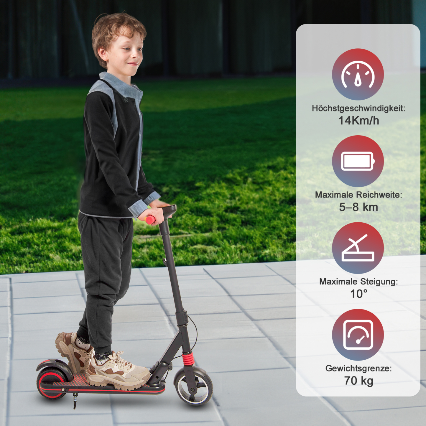 S3 Elektroroller, geeignet für Kinder im Alter von 8–16 Jahren, Elektroroller, 14 km/h, LED-Anzeige, Licht 130 W