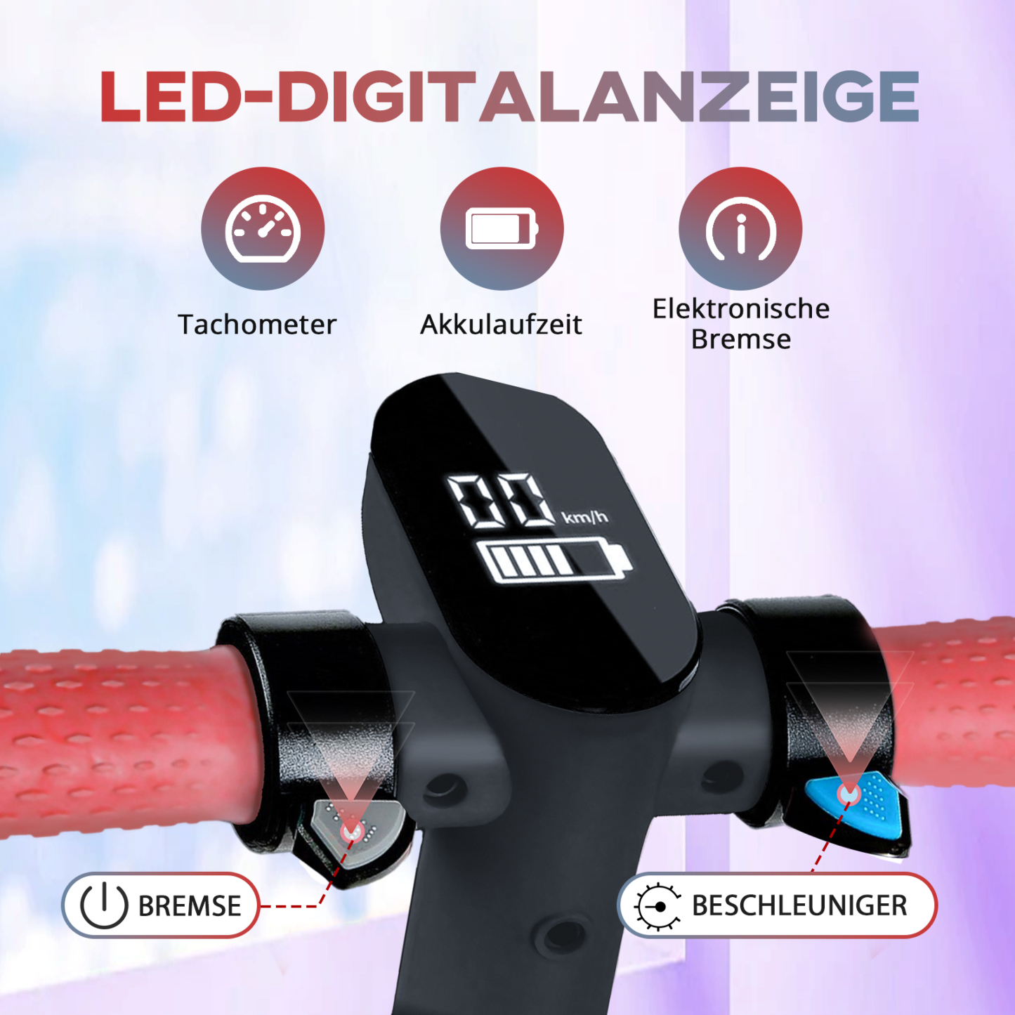 S3 Elektroroller, geeignet für Kinder im Alter von 8–16 Jahren, Elektroroller, 14 km/h, LED-Anzeige, Licht 130 W