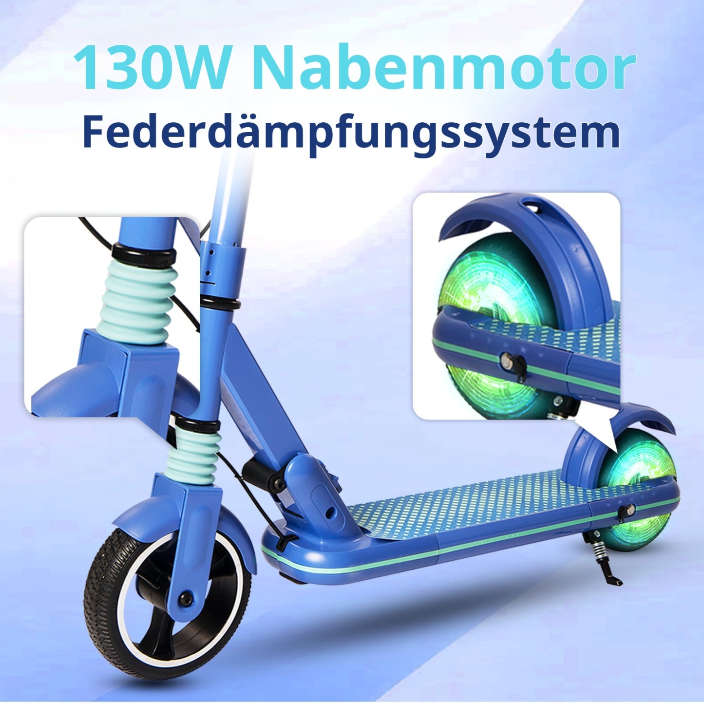 S3 Elektroroller für Kinder im Alter von 8–16 Jahren, UK-Elektroroller, 14 km/h, LED-Display, Licht, 130 W
