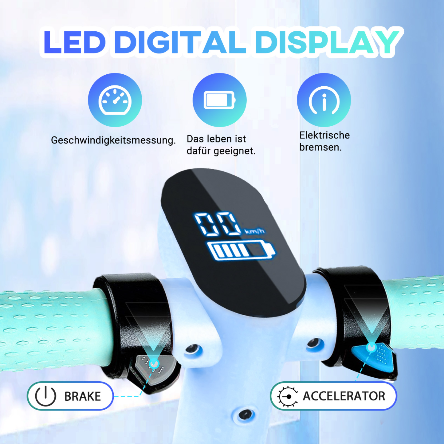 S3 Elektroroller für Kinder im Alter von 8–16 Jahren, UK-Elektroroller, 14 km/h, LED-Display, Licht, 130 W