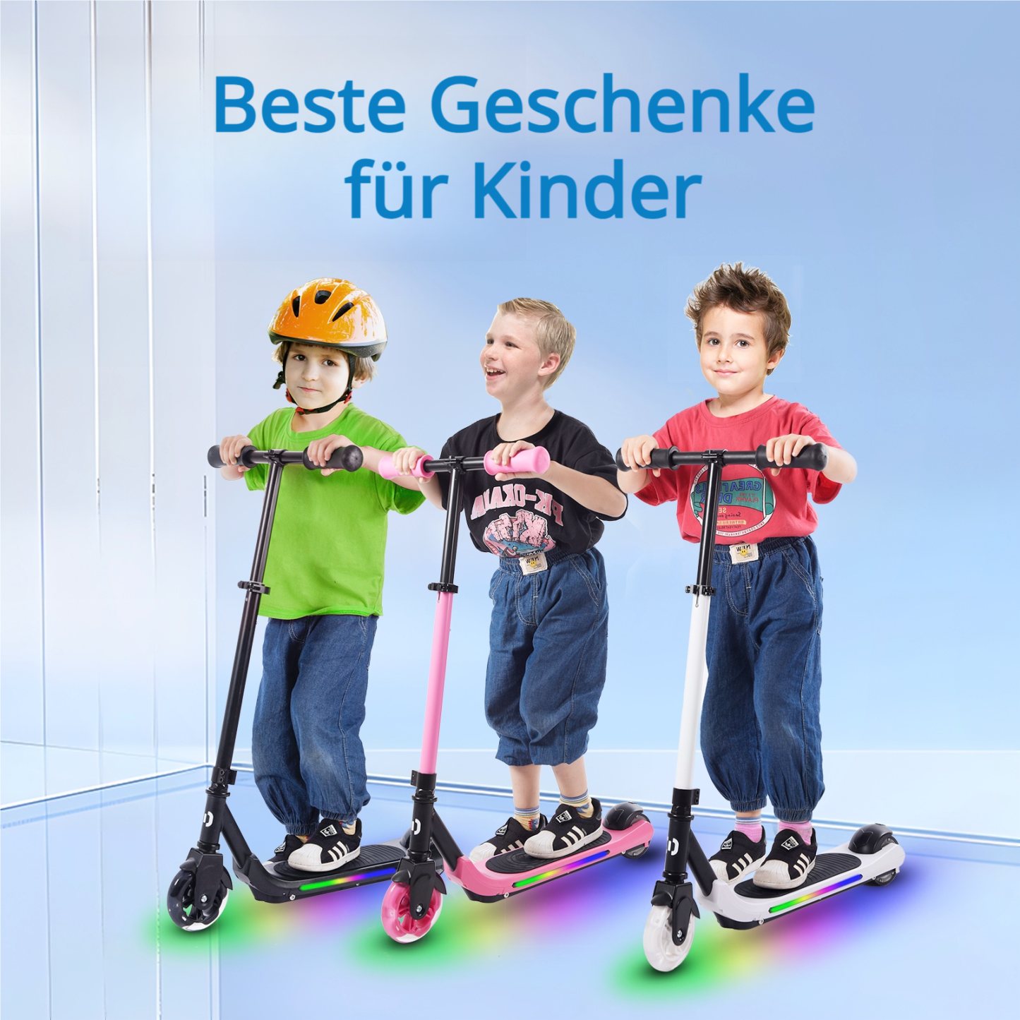 S6 Kinder Elektroroller Klappbar Teenager UK Elektroroller Stoßdämpfungsfunktion, 130W, LED