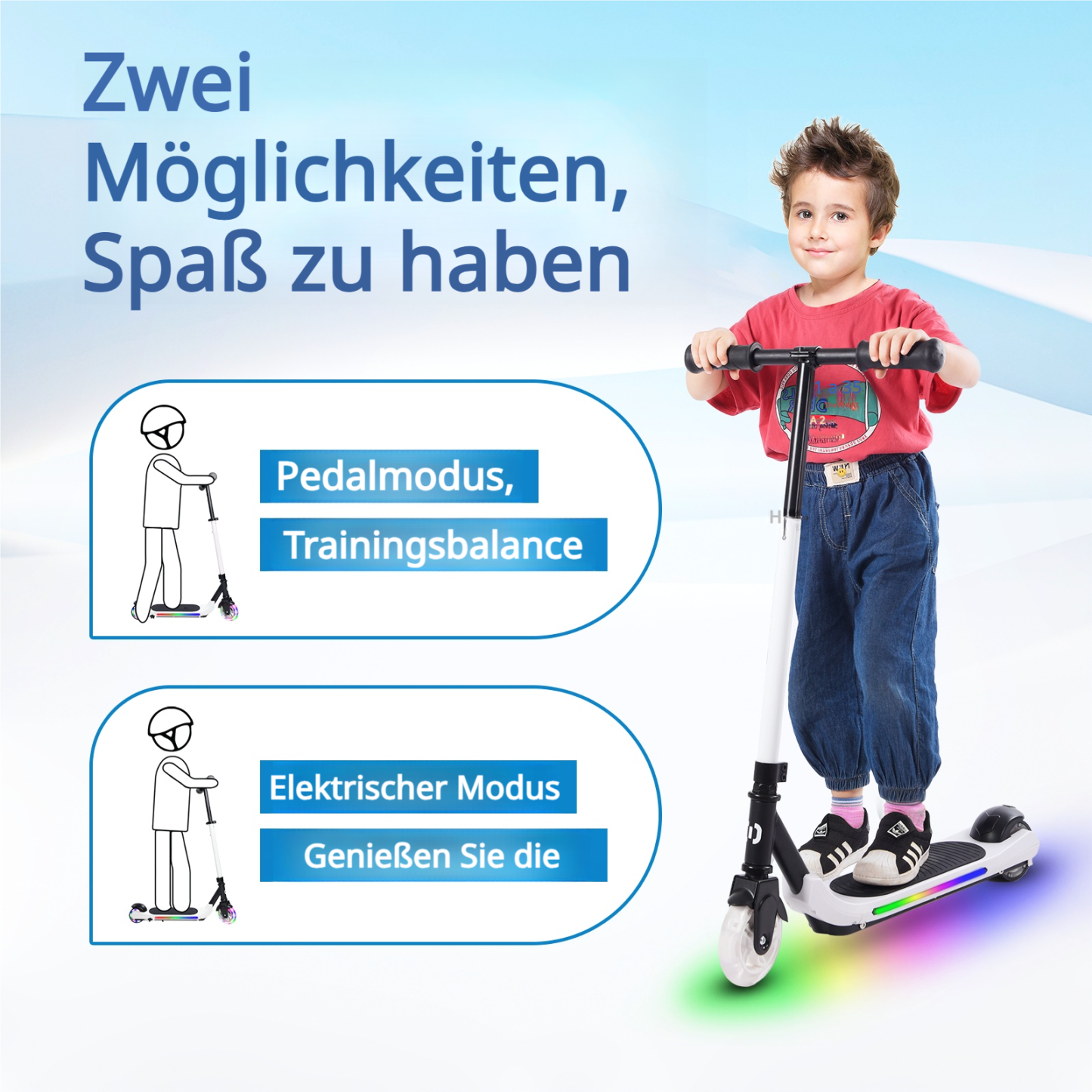 S6 Kinder Elektroroller Klappbar Teenager UK Elektroroller Stoßdämpfungsfunktion, 130W, LED