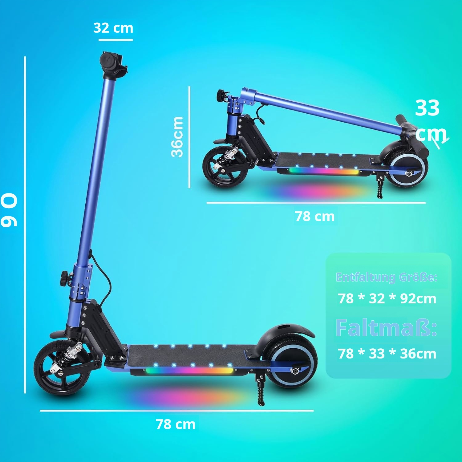 S5 Kinder-Elektroroller, faltbar, Teenager-Elektroroller, 15 km/h, LCD-Display, 80 W