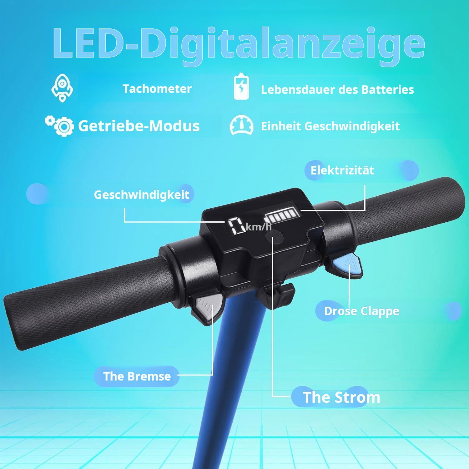 S5 Kinder-Elektroroller, faltbar, Teenager-Elektroroller, 15 km/h, LCD-Display, 80 W