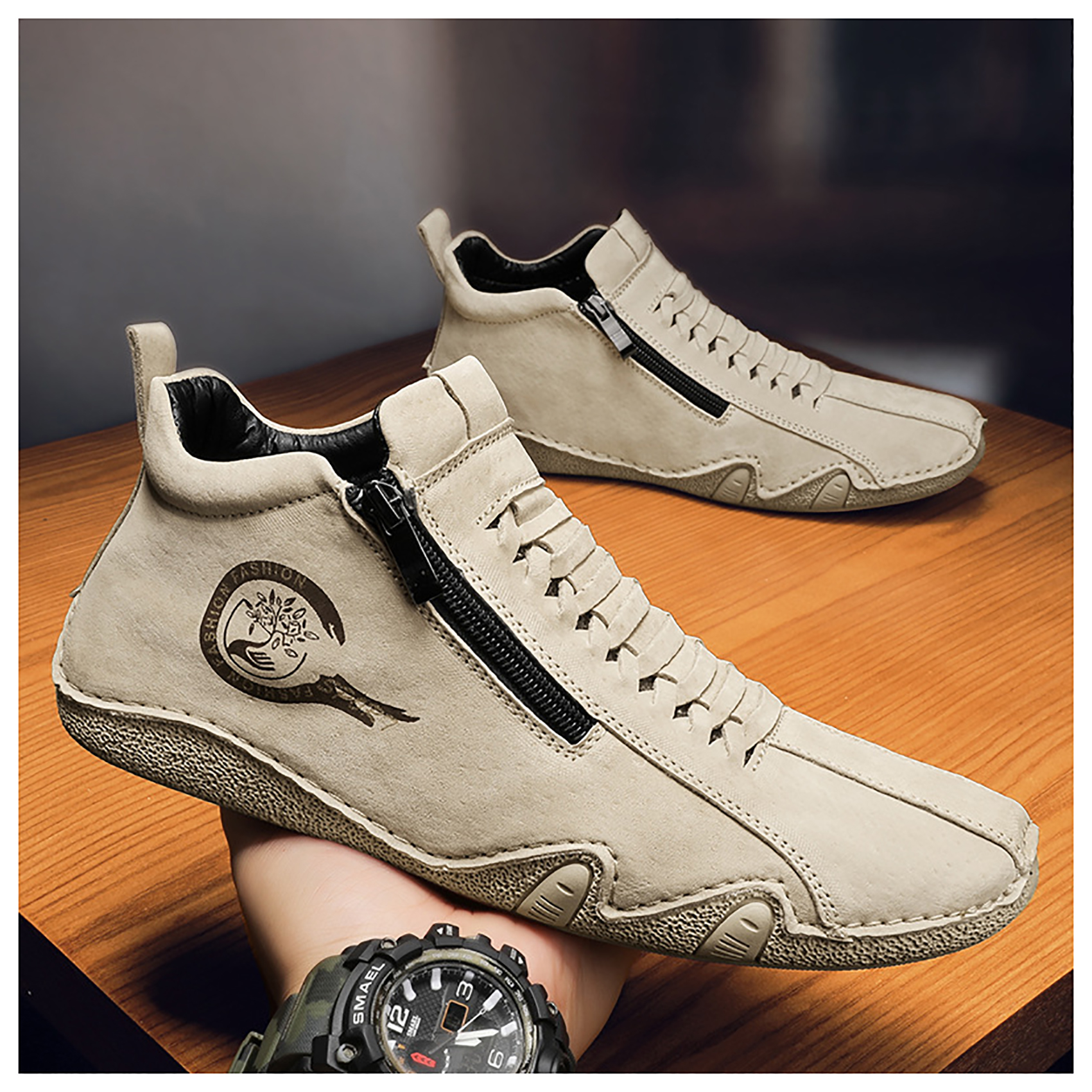 Zapatilla Casual RinodeRina Para Hombre -Cortas-Padre Regalo - Khaki