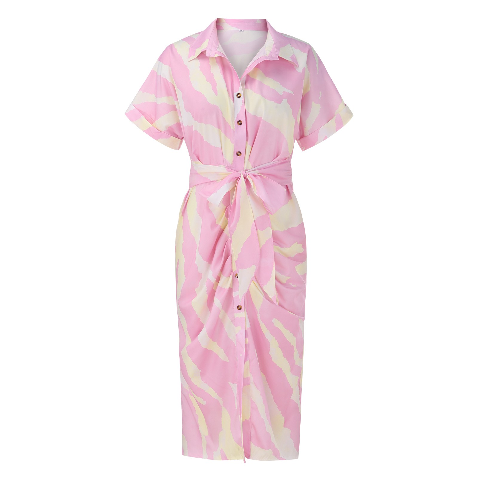 ⚡ Vestidos casuales de mujeres de temporada verano-Polvo claro mezclado con amarillo
