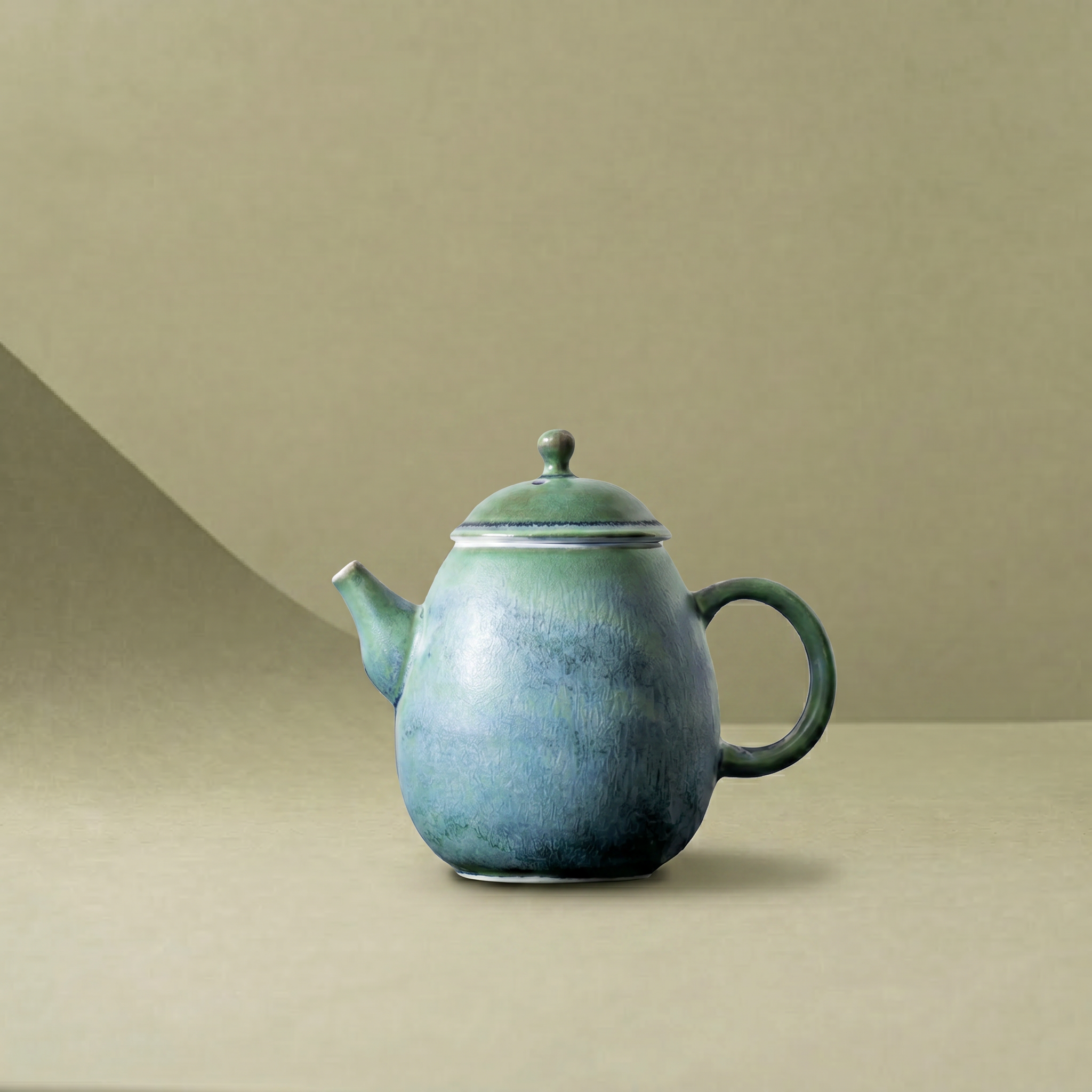 "Mist Horizon" - Artisanal Blue-Green Gradient Kiln Transformation Gongfu Teapot