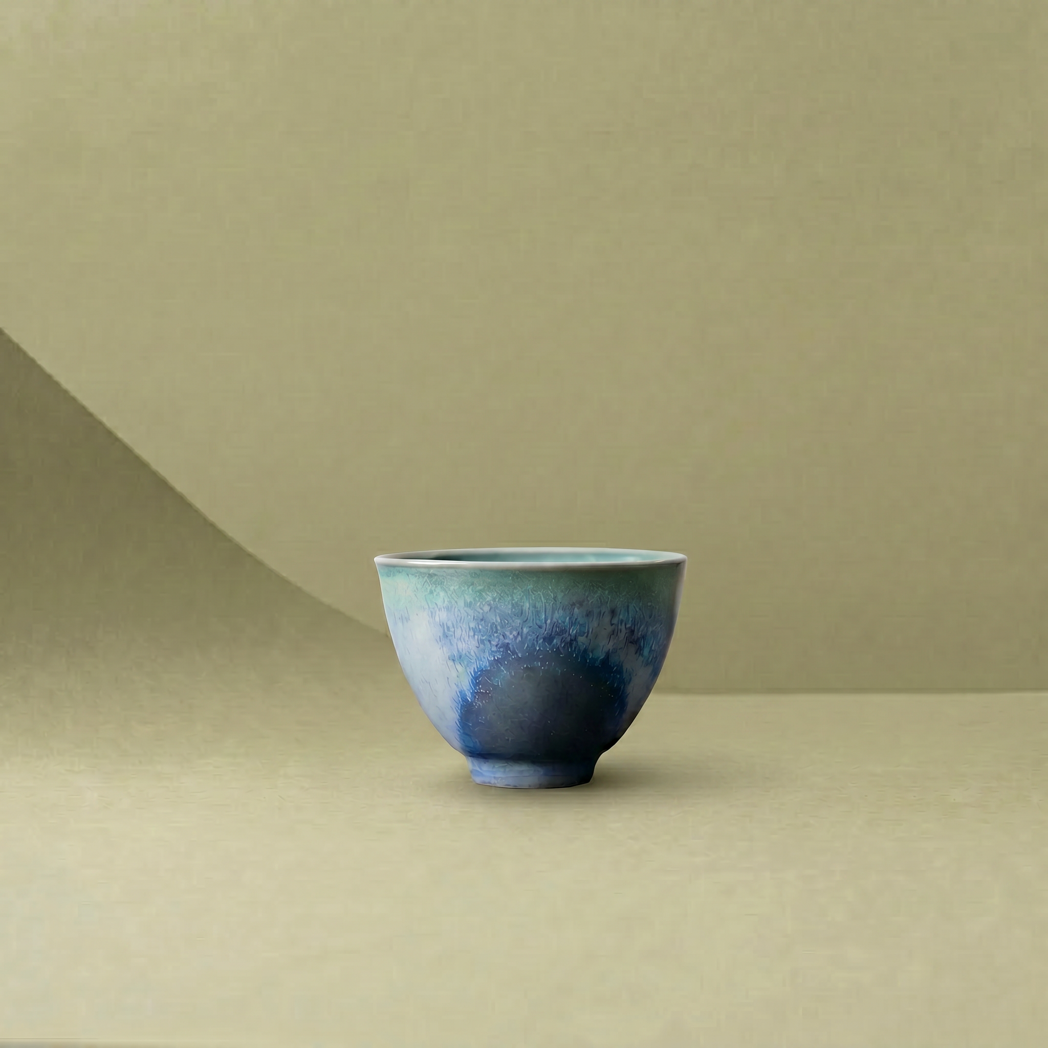 "Ocean Horizon" - Artisanal Gradient Blue-Green Kiln Transformation Gongfu Teacup