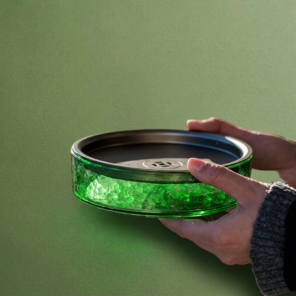 “Green Ocean” Pot Holder/Tea Tray with Tin Cover