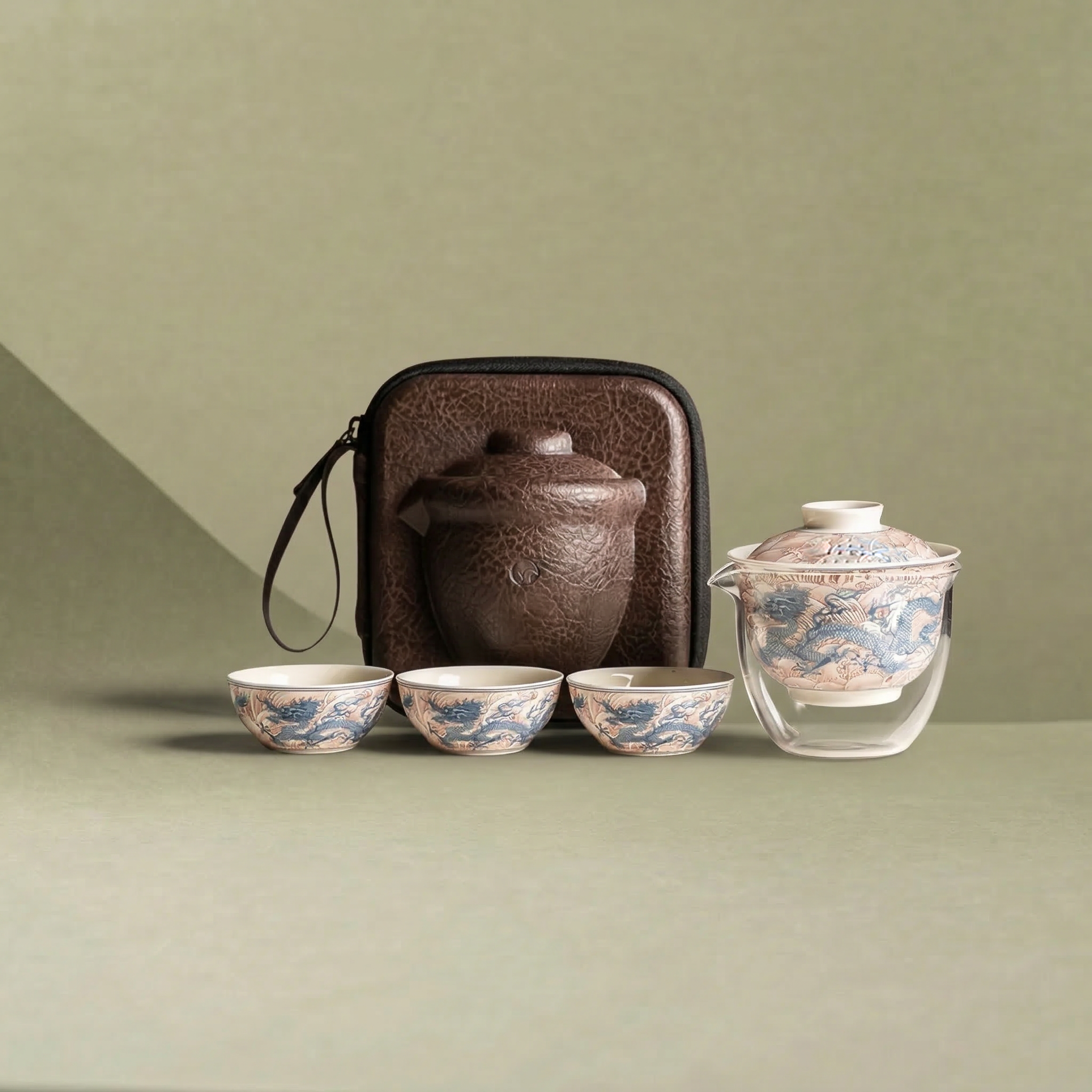 「Upgraded Version」Dragon Emerging from the Sea in Clouds /雲龍出海 (Lid Drain Holes) Travel Set