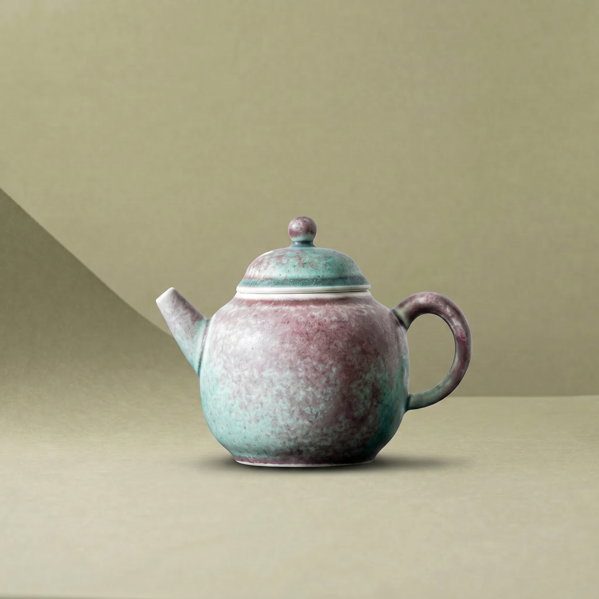 "Blush Spring" - Artisanal Pink-Green Kiln Transformation Gongfu Teapot