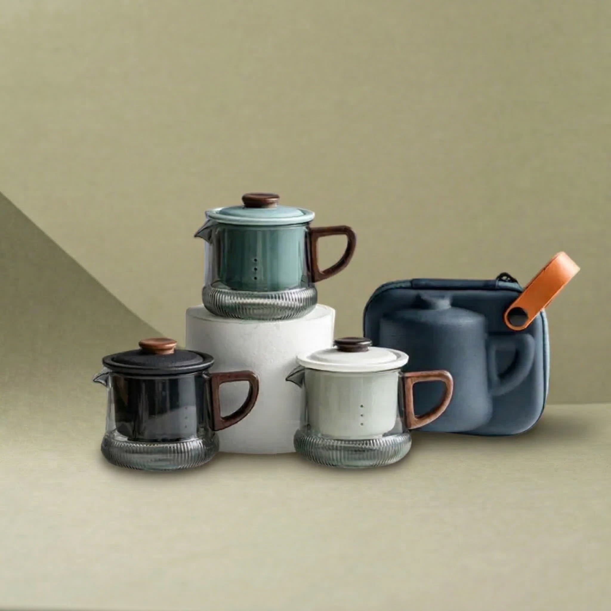 "Reunion" - Handmade Portable Tea Set with Case for Three