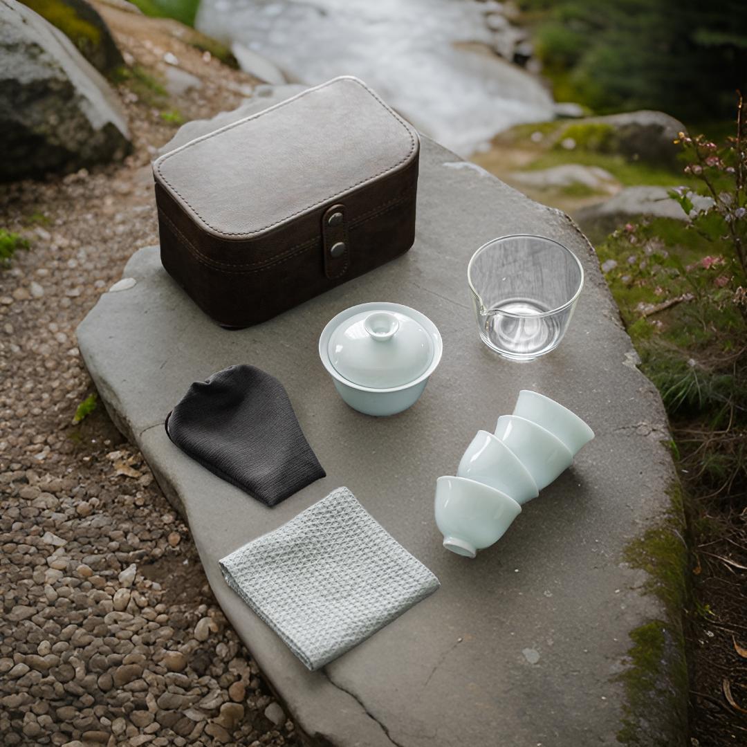 "Spring Whisper" - Handmade Portable Tea Set with Case for Four-TeaTsy Official Website