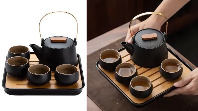 "Kyoto" Black Pottery Tea Set