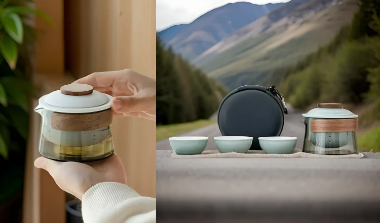 "Nomad" Handmade Portable Tea Set With Protective Case