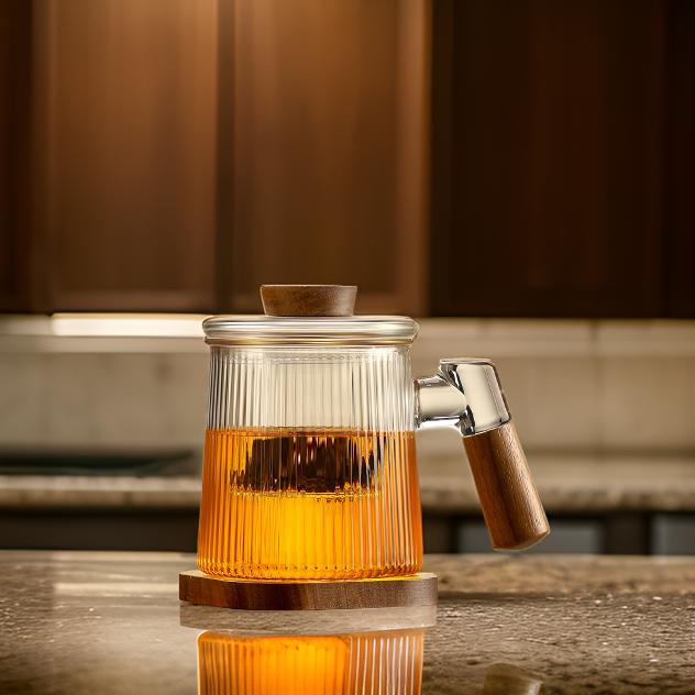 “Snowy Sunshine” - High Borosilicate Glass Tea Mug with Infuser (440ml)-TeaTsy Official Website