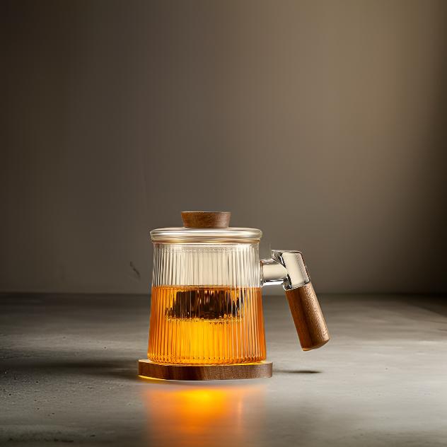 “Snowy Sunshine” - High Borosilicate Glass Tea Mug with Infuser (440ml)-TeaTsy Official Website