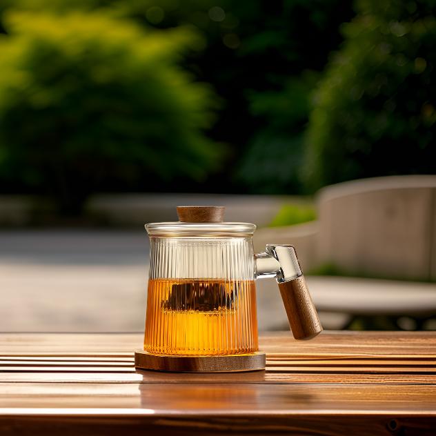 “Snowy Sunshine” - High Borosilicate Glass Tea Mug with Infuser (440ml)-TeaTsy Official Website