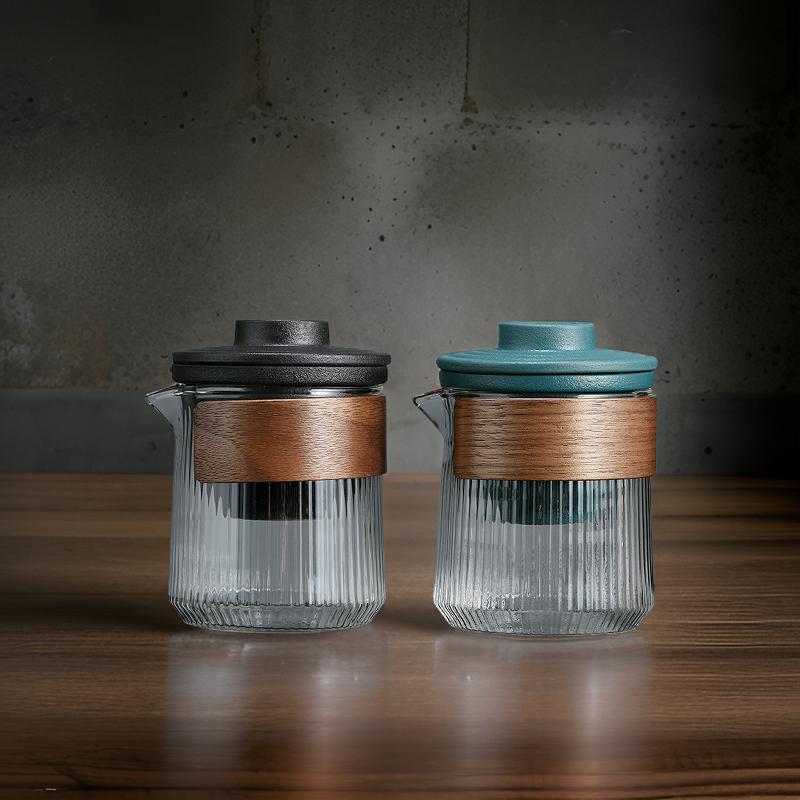 [SALE]"Wood Talk" Handmade Black Pottery Easy Brew Outdoor Teaset With Protective Case-TeaTsy Official Website