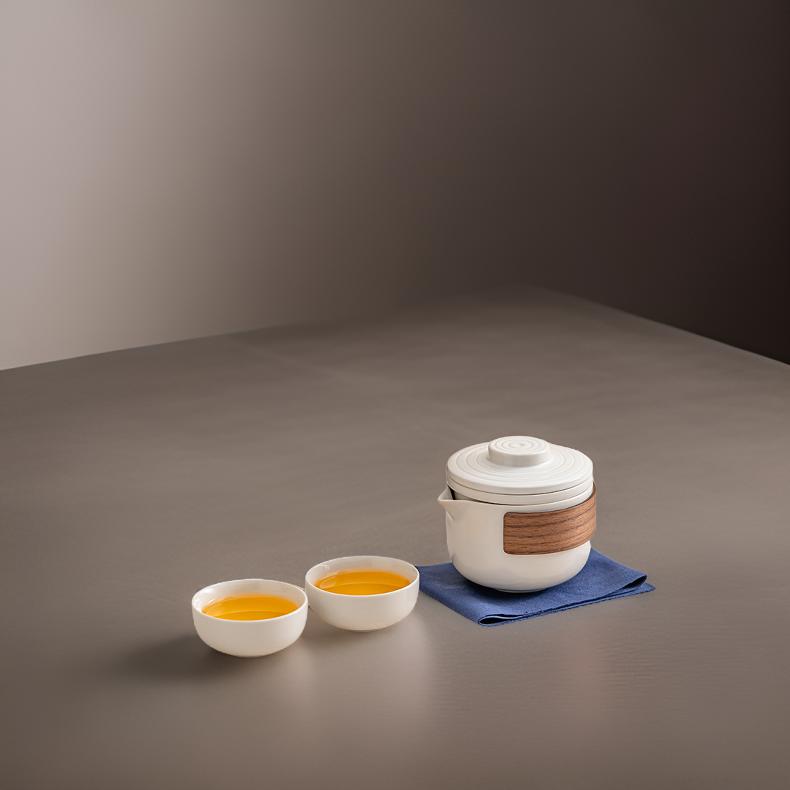 [Gift Season FLASH Deal]“Simple Joy" White Porcelain Portable Tea Set with Protective Case-TeaTsy Official Website