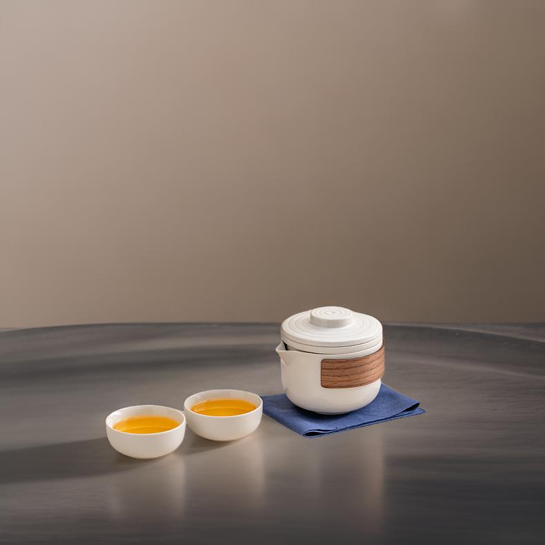[Gift Season FLASH Deal]“Simple Joy" White Porcelain Portable Tea Set with Protective Case-TeaTsy Official Website