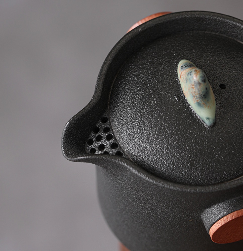 [SALE]“Breeze From Mountain Afar” - Handmade Black Pottery Easy Brew Tea Set With Protective Case-TeaTsy Official Website