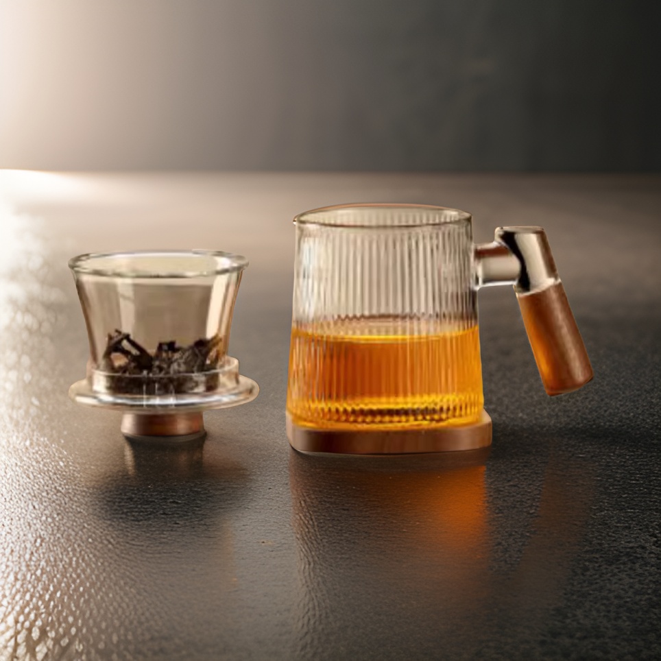 “Snowy Sunshine” - High Borosilicate Glass Tea Mug with Infuser (440ml)-TeaTsy Official Website