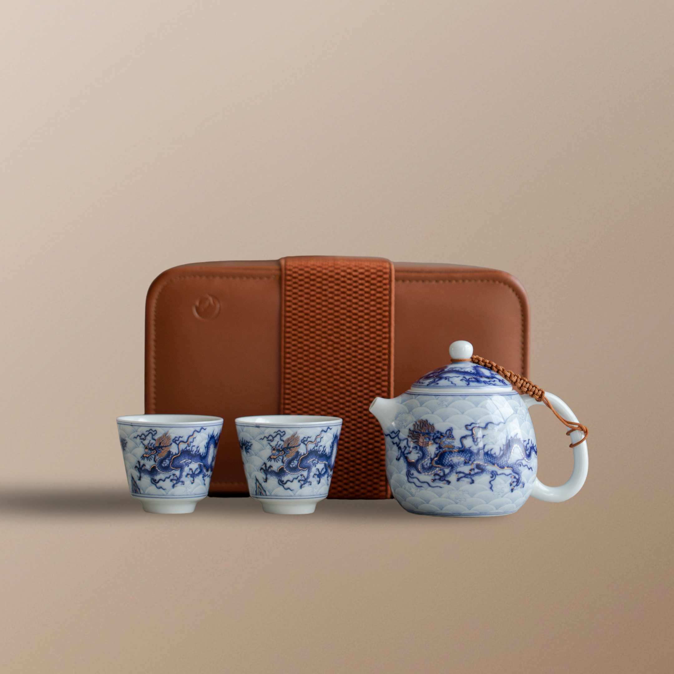 “Whispers of the Dragon" - Portable Dehua Porcelain Gongfu Tea Set