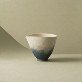 Lake Veil Hand-Thrown Jingdezhen Stoneware Wide Rim Fair Cup (Gongdaobei) with broad bowl shape