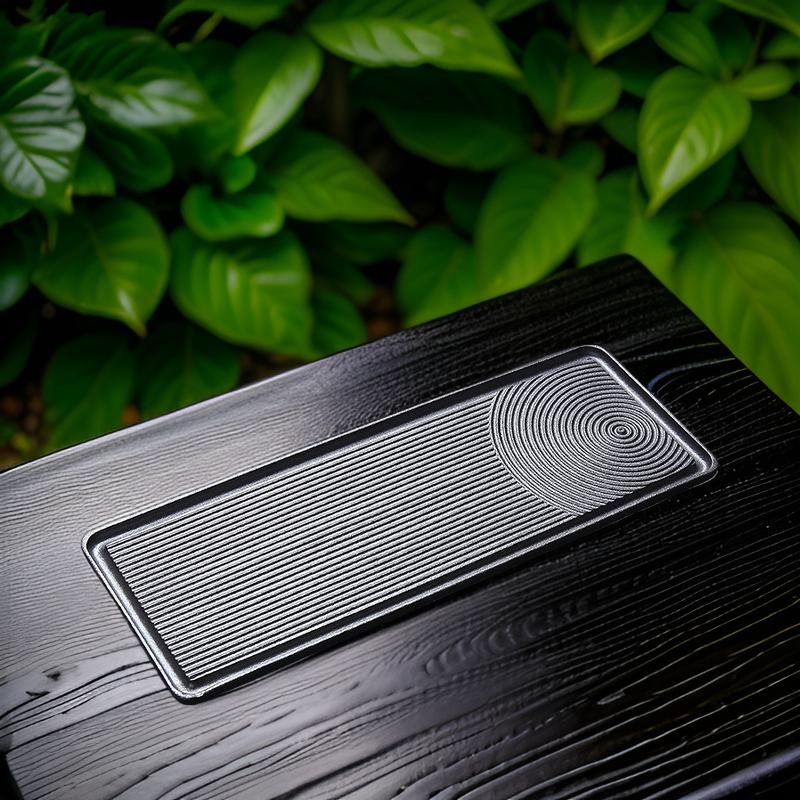 [SALE]"Karesansui" - Handmade Japanese Style Black Pottery Tea Tray