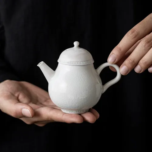 [New Arrival]"Moon Frost" - Artisanal Ice Crackle Kiln Transformation Gongfu Teapot