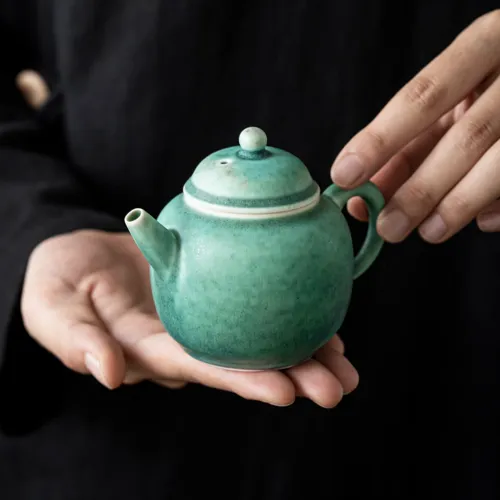 [New Arrival]"Cold Emerald" - Artisanal Verdant Kiln-Fired Gongfu Teapot