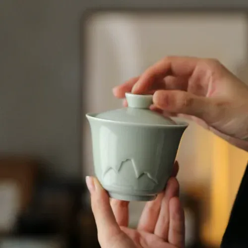Jingmai celadon gaiwan travel gongfu tea set