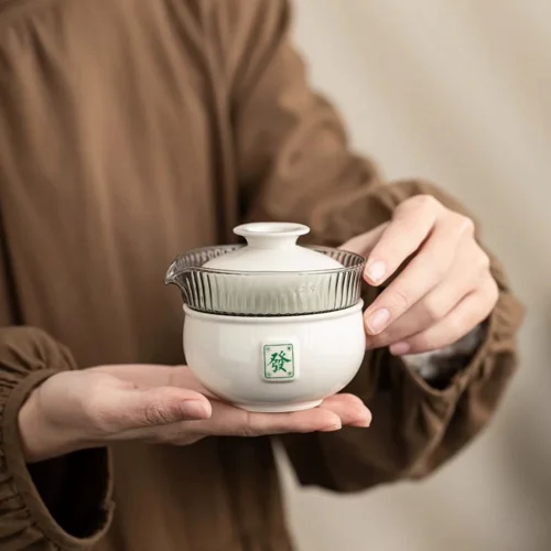 [Flash Deal]“Fa" Grass Wood Glaze Porcelain Portable Tea Set with Protective Case