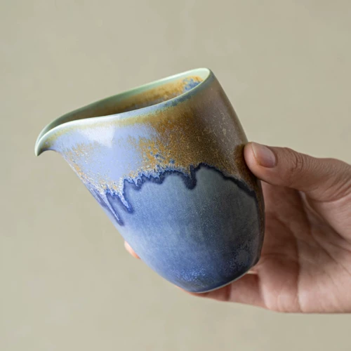 [Spring Special]Thousand Miles of Rivers and Mountains/千里江山(Qian Li Jiang Shan) - Handmade Crystalline Glaze Gongdao Cup
