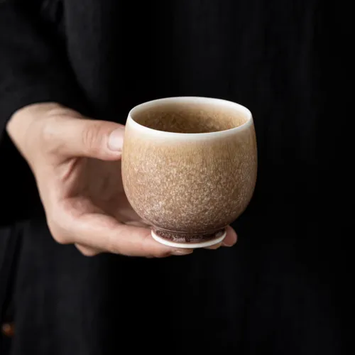 [New Arrival]"Shifting Sands" - Artisanal Earth Brown Kiln Transformation Teacup