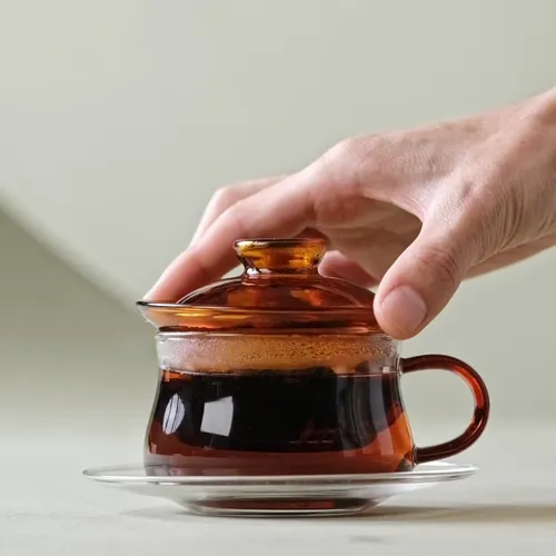 [New Arrival]"Amber Glow" - High Borosilicate Glass Mug with Infuser