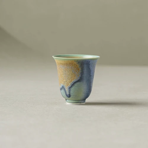[Spring Special]Thousand Miles of Rivers and Mountains/千里江山(Qian Li Jiang Shan) - Handmade Crystalline Glaze Glaze Slender Teacup